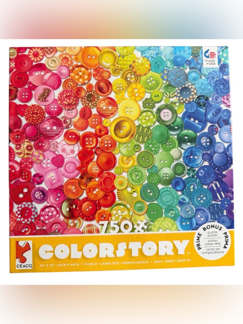 Colorstory Beautiful Buttons COMP 750 pc Puzzle Colors of the Rainbow NEW SEALED